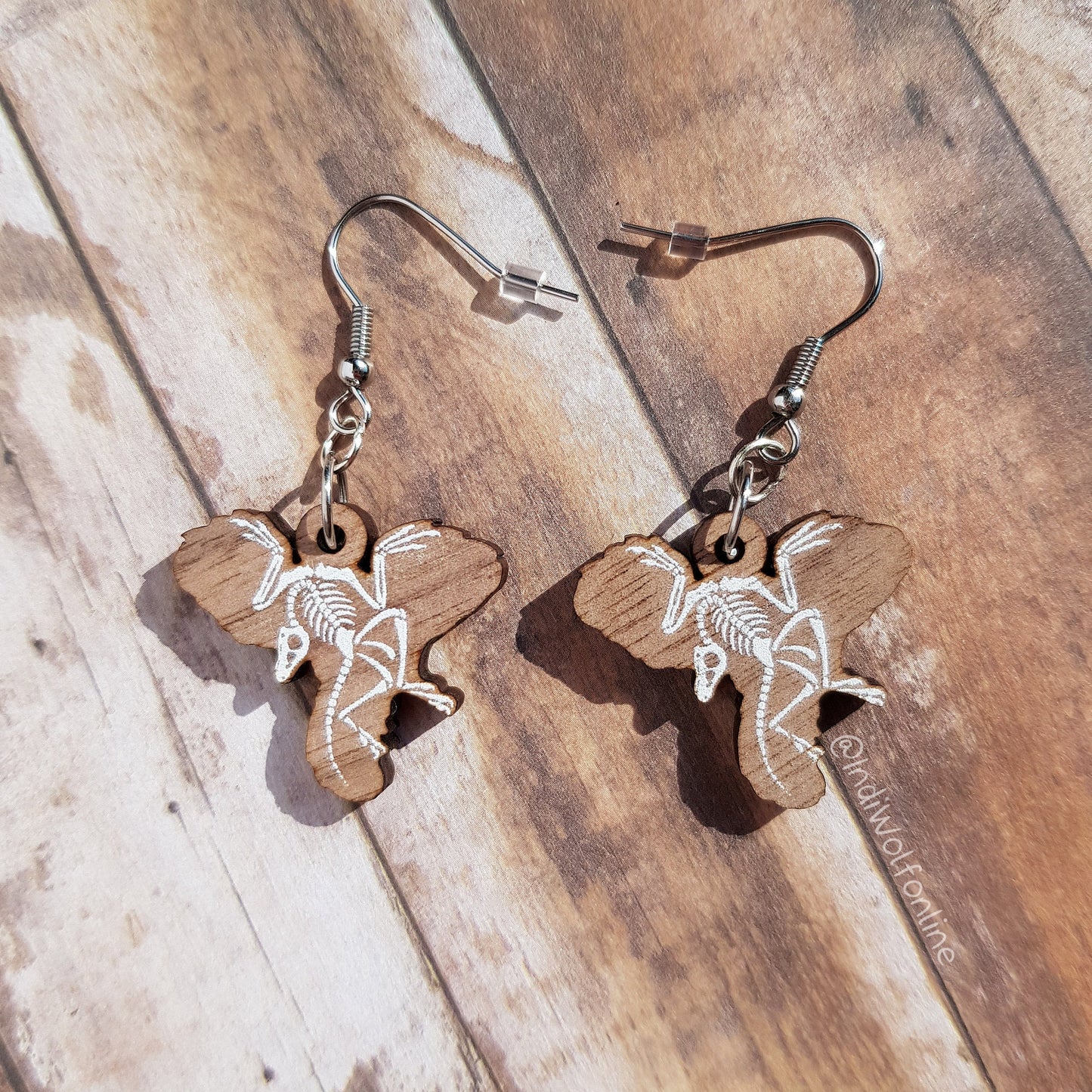 Archaeopteryx Fossil Eco-Friendly Wooden Earrings for Sensitive Ears