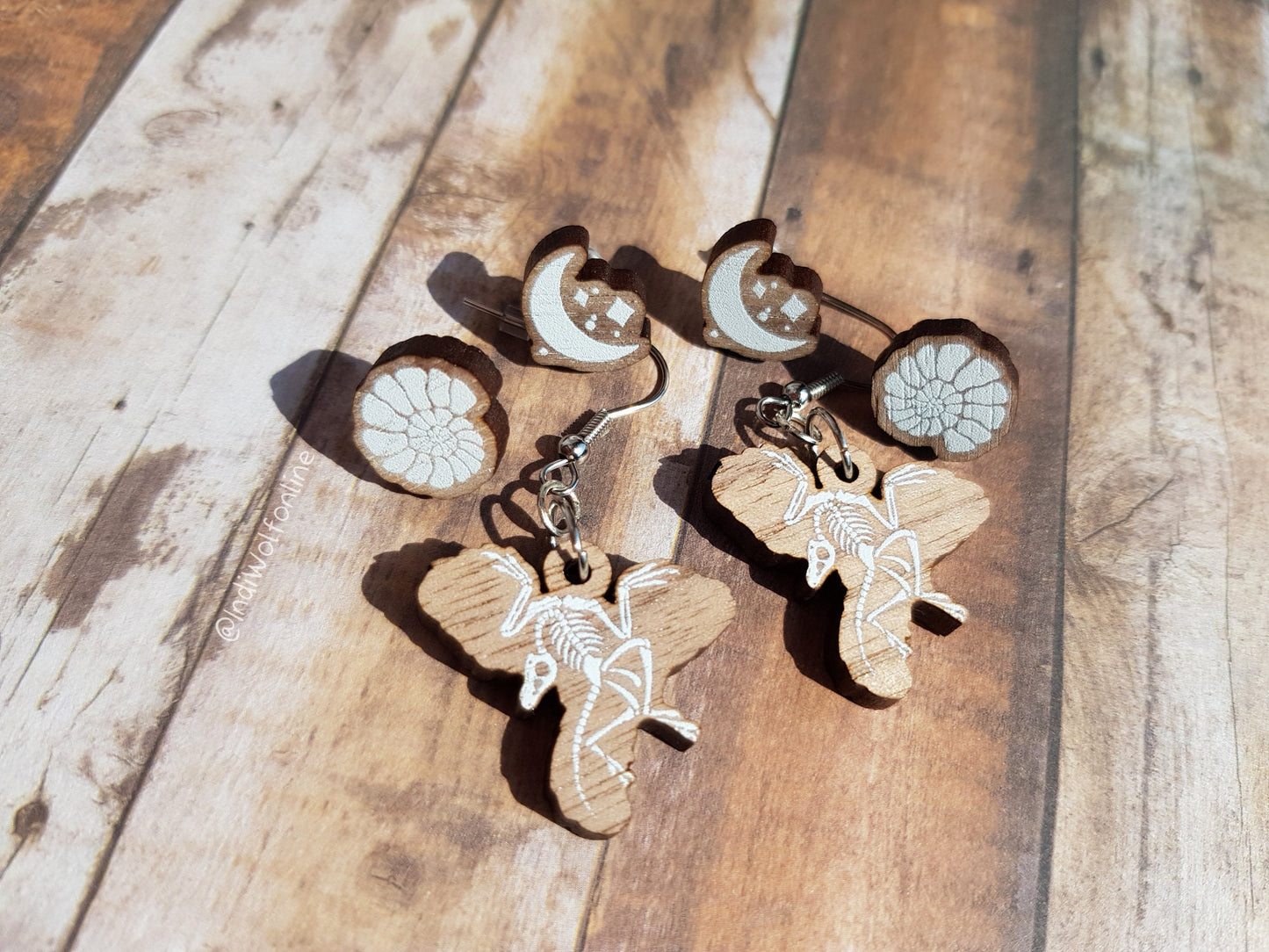 Archaeopteryx Fossil Eco-Friendly Wooden Earrings for Sensitive Ears