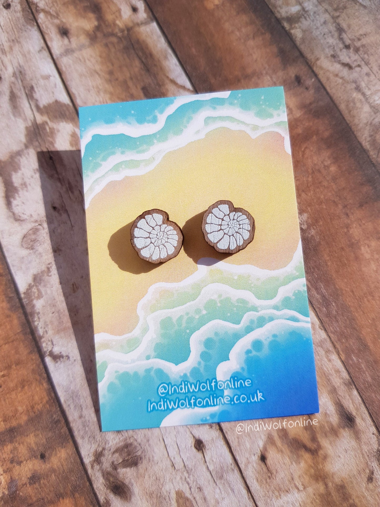 Ammonite Eco-Friendly Wooden Earrings for Sensitive Ears