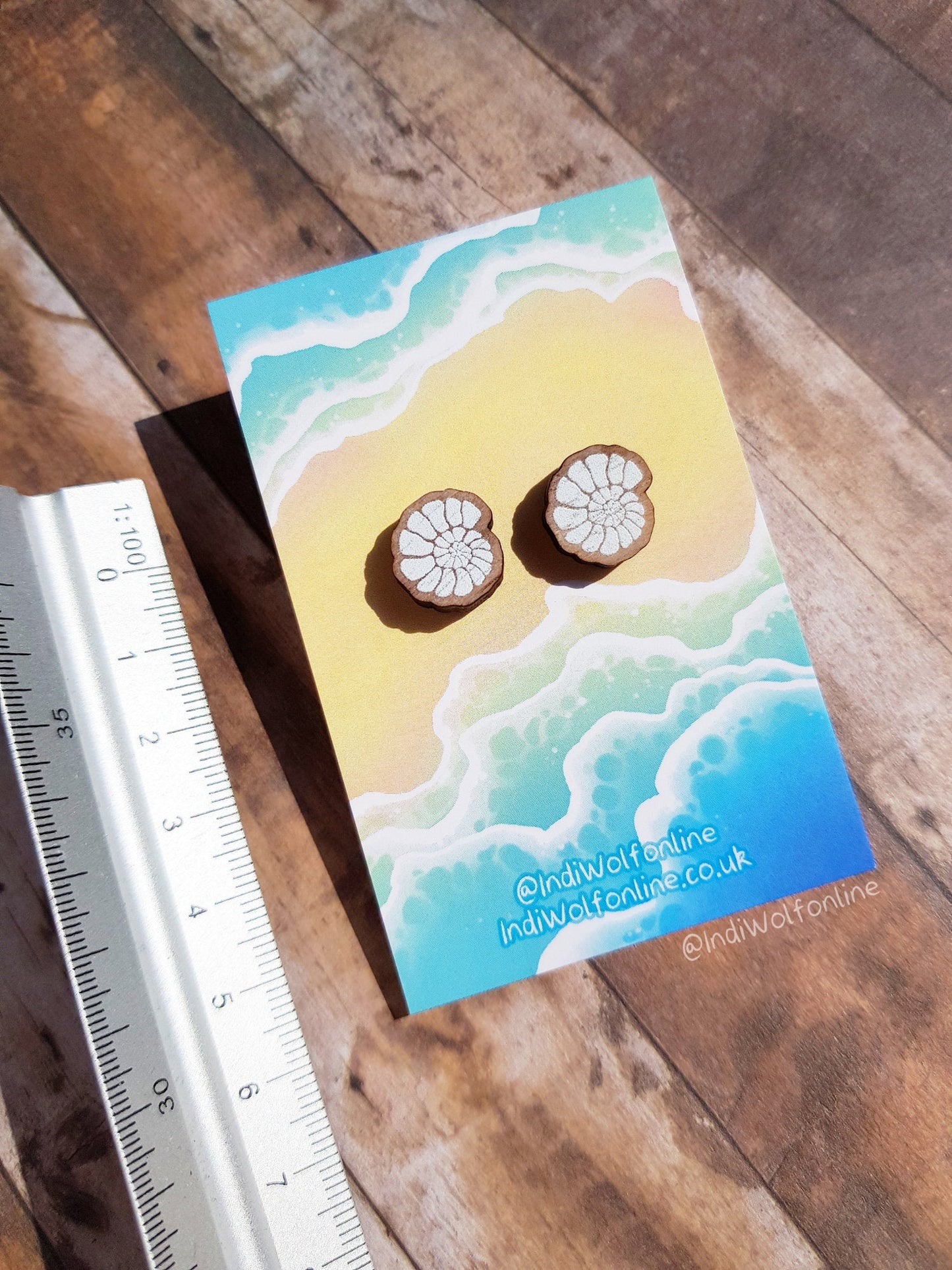 Ammonite Eco-Friendly Wooden Earrings for Sensitive Ears