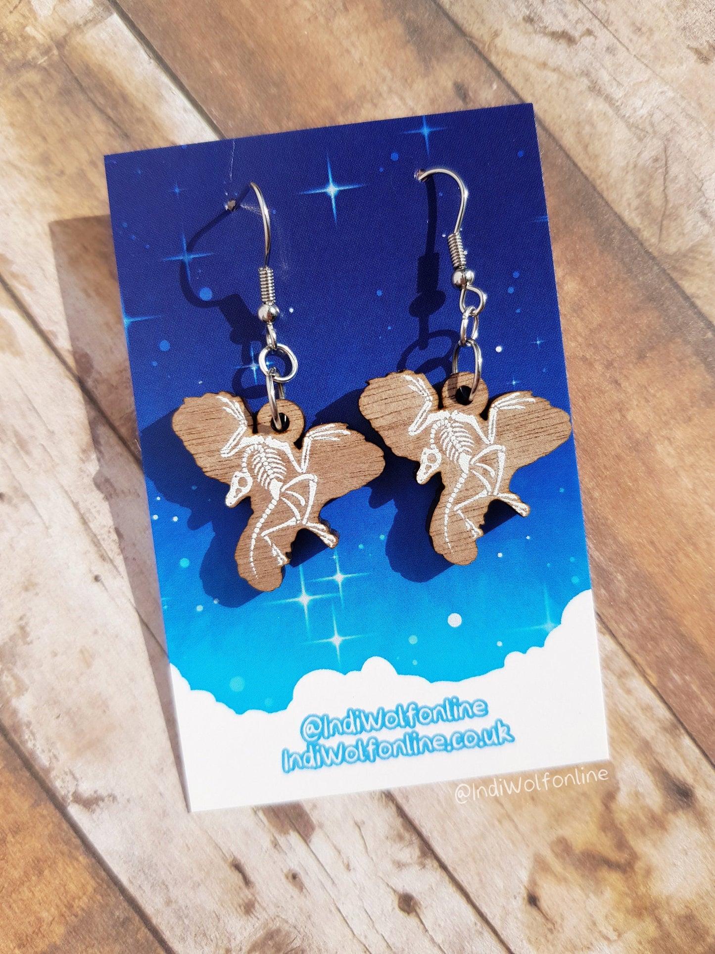 Archaeopteryx Fossil Eco-Friendly Wooden Earrings for Sensitive Ears