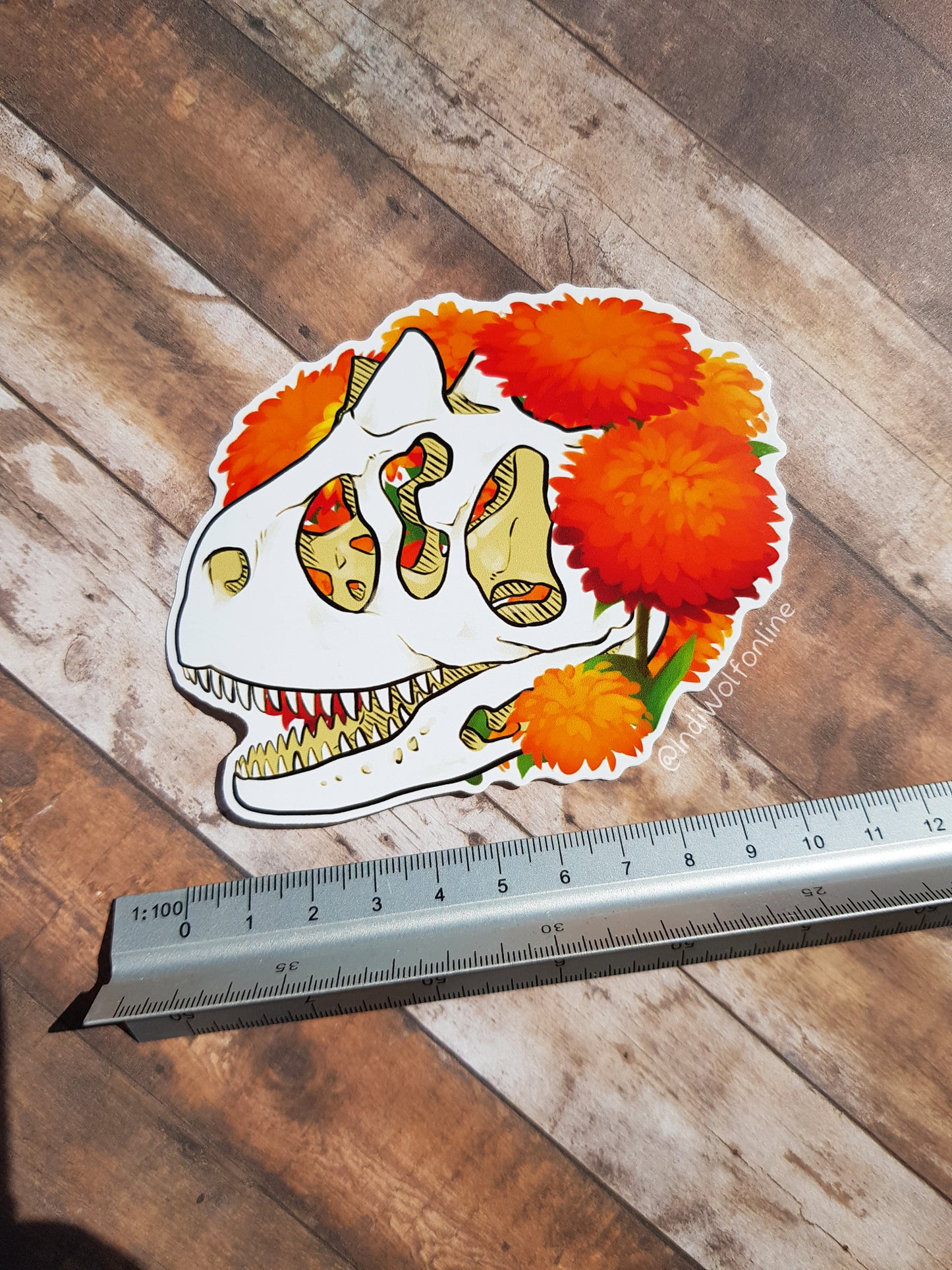 Floral Skull Sticker Bundle - 7 White Vinyl Stickers