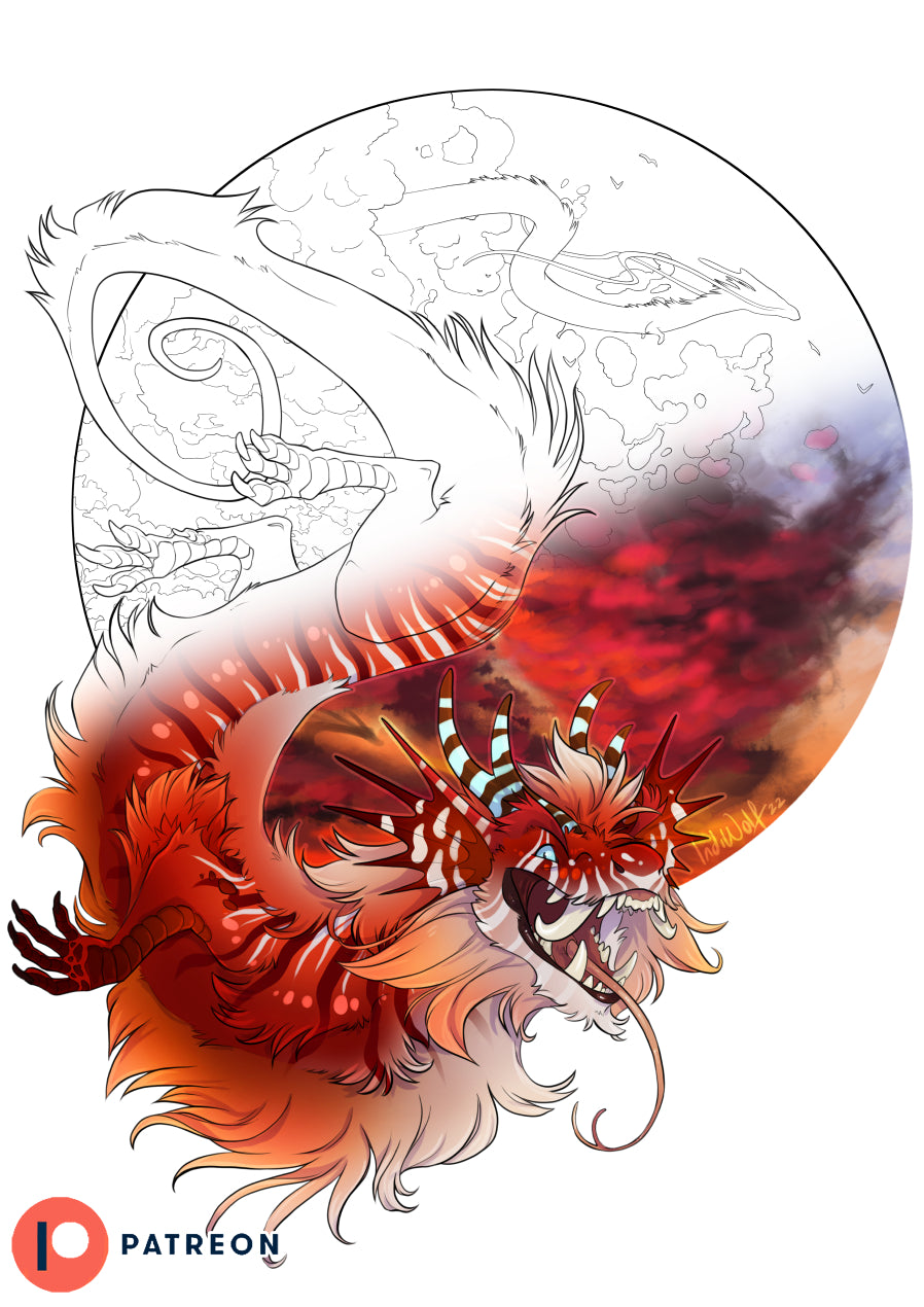Lion Dragon - Colouring Page