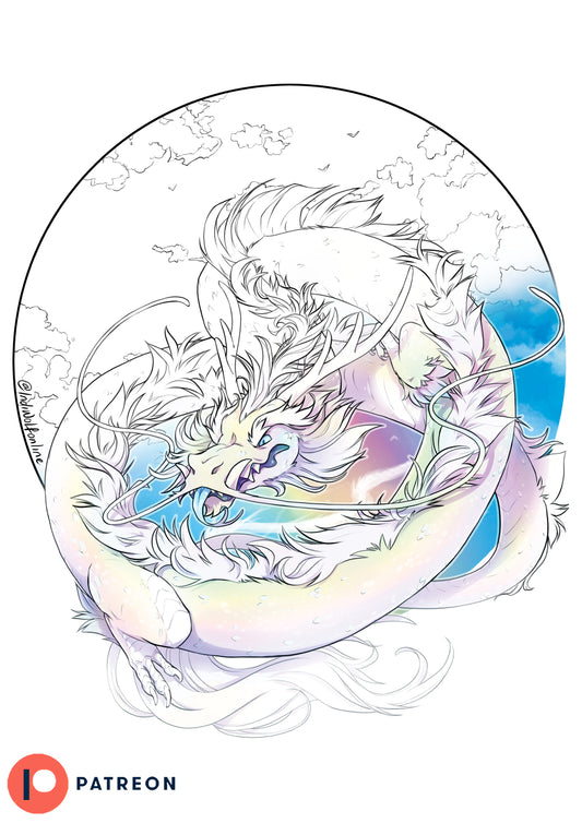 Pearl Dragon - Colouring Page