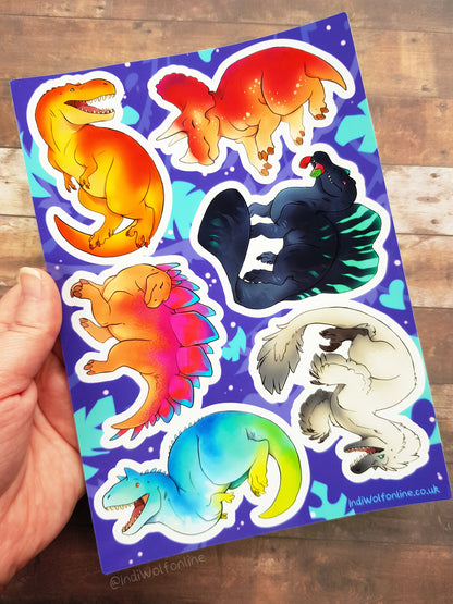 Party Dino Collection - Clear Vinyl A5 Sticker Sheet