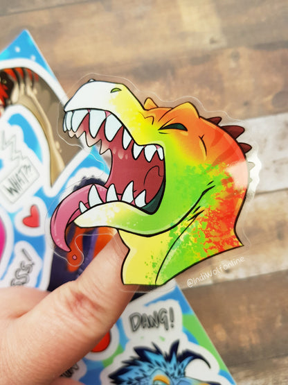 Dino's Say What? - Clear Vinyl A5 Kiss Cut Sticker Sheet