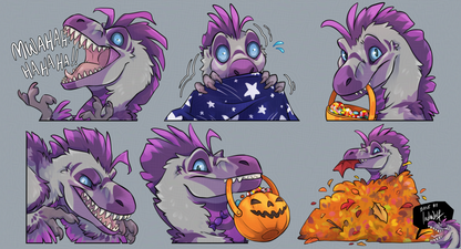 Raptor Pack: Spooky Edition - Customisable Telegram Sticker Base