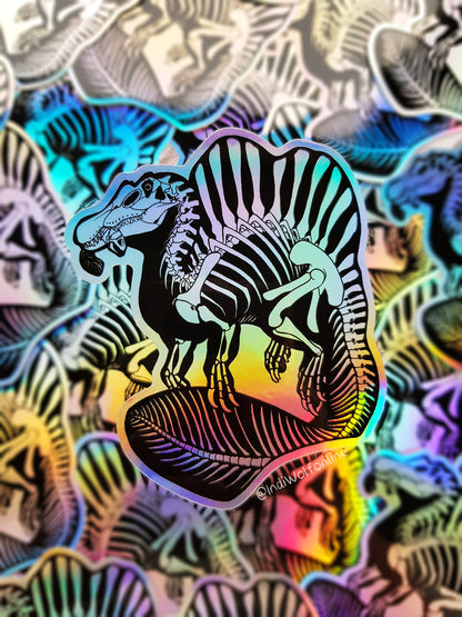 Spinosaurus Skeleton - Holographic Vinyl Sticker