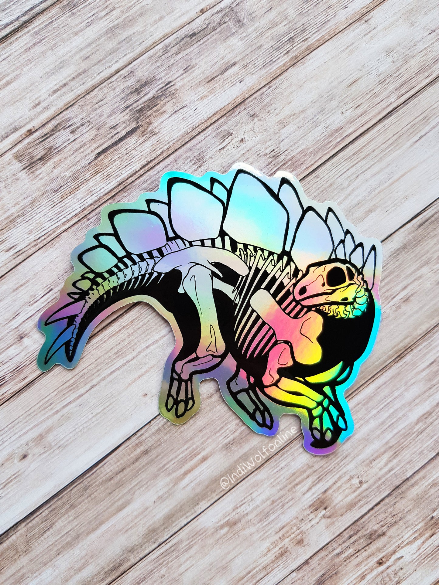 Stegosaurus Skeleton - Holographic Vinyl Sticker