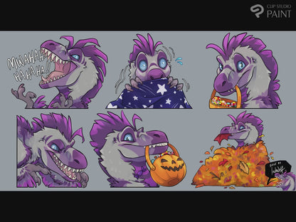 Raptor Pack: Spooky Edition - Customisable Telegram Sticker Base