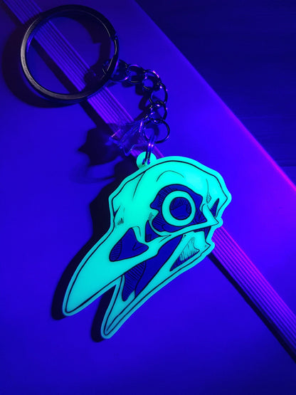 Raven Skull - Glow in the Dark Keyring