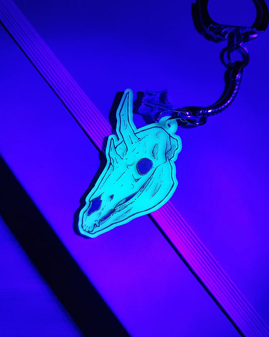 Unicorn Skull - Glow in the Dark Keyring