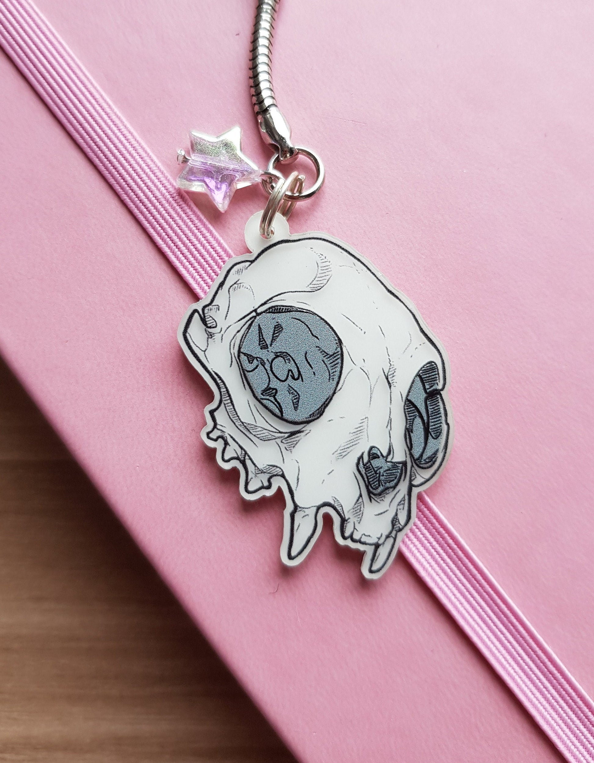 glow in the dark cat skull keyring