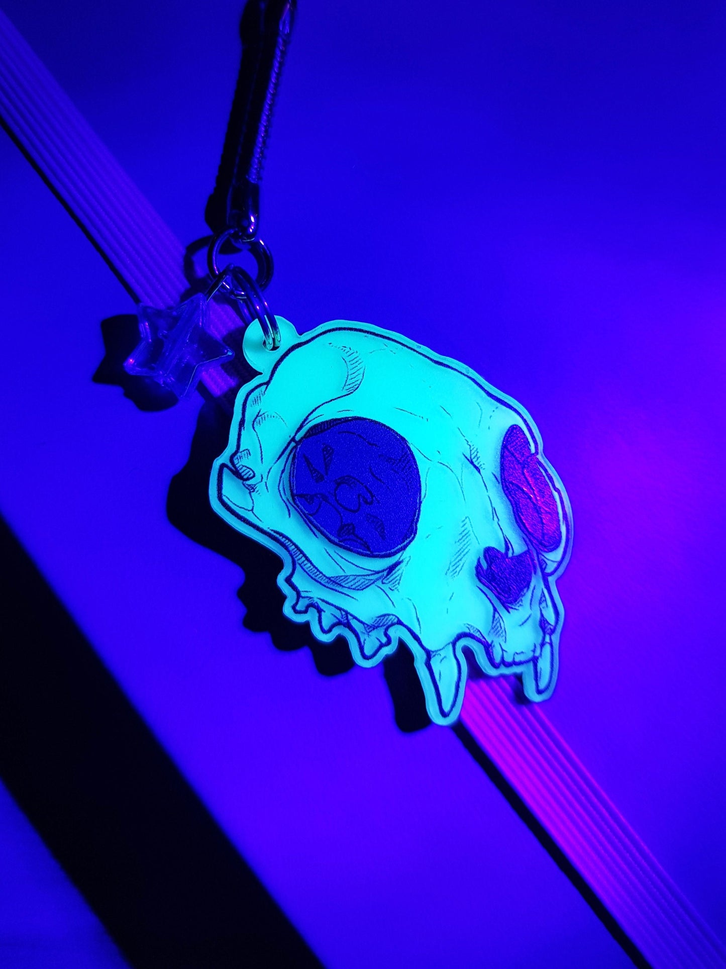 Kitty Skull Glow in the Dark Keyring