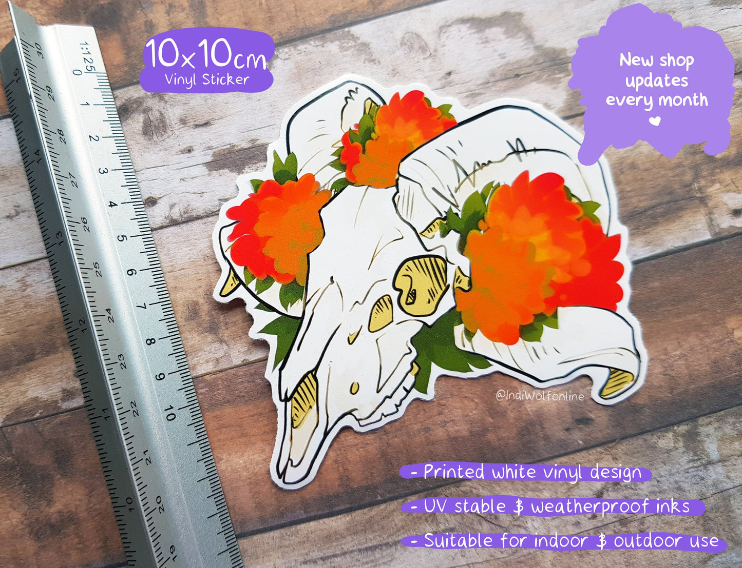 Chrysanthemum - White Vinyl Sticker