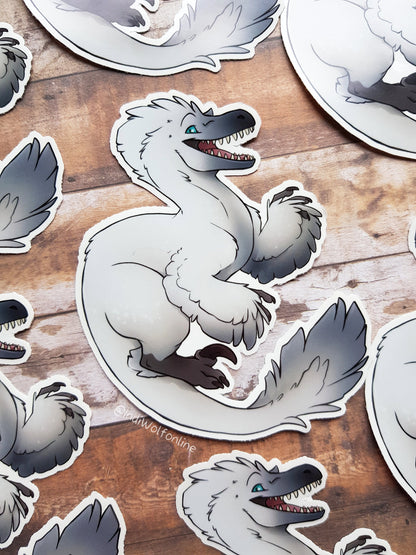 Fluffy Snow Raptor - Clear Vinyl Sticker