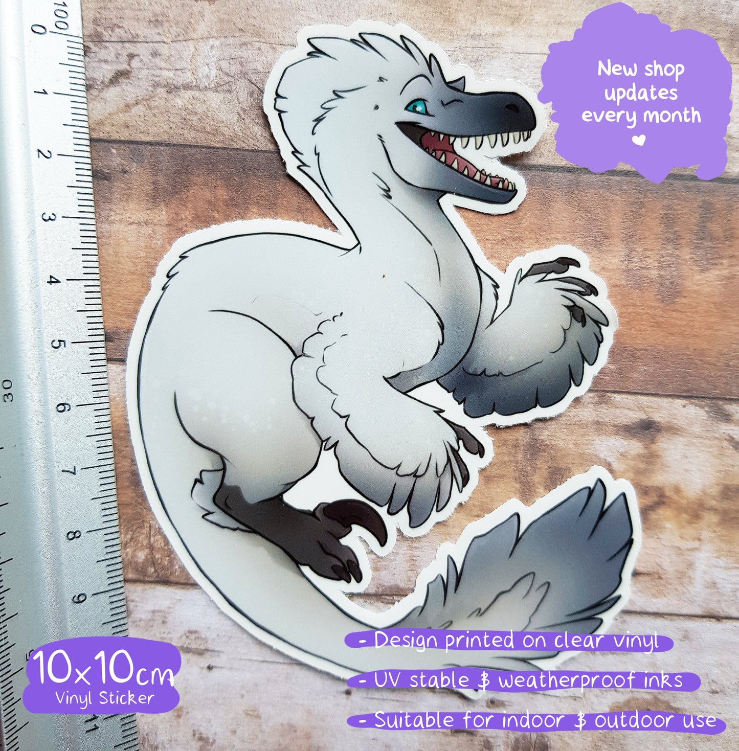 Fluffy Snow Raptor - Clear Vinyl Sticker