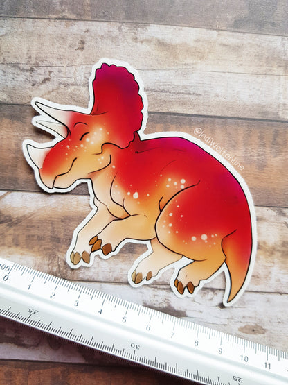 Strawberry Triceratops - Clear Vinyl Sticker
