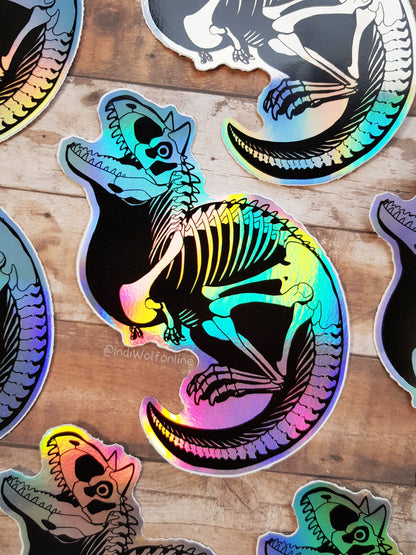 Carnotaurus Skeleton - Holographic Vinyl Sticker
