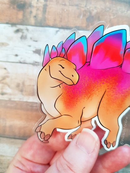 Tropical Stegosaurus - Clear Vinyl Sticker