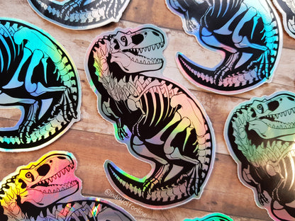 T-Rex Skeleton - Holographic Vinyl Sticker