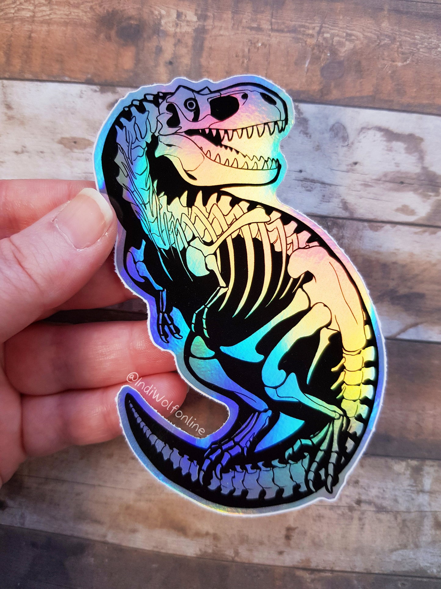 T-Rex Skeleton - Holographic Vinyl Sticker