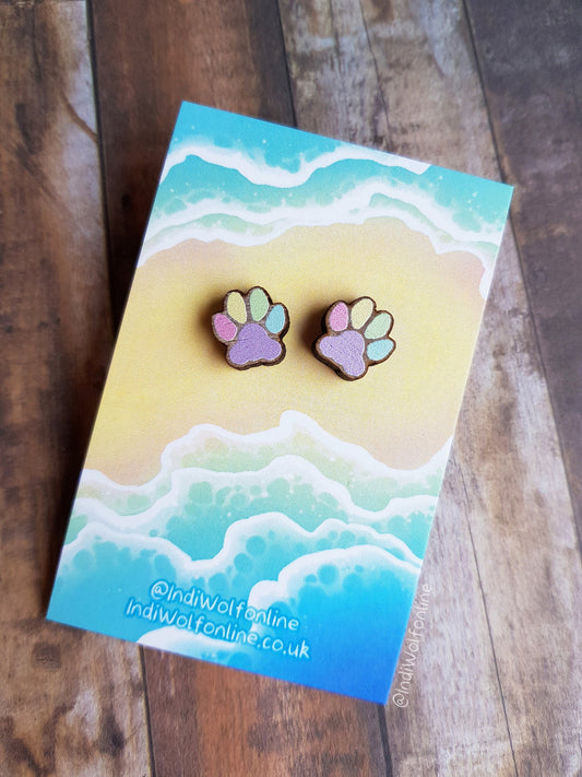 Rainbow Paws Eco-Friendly Wooden Earrings for Sensitive Ears
