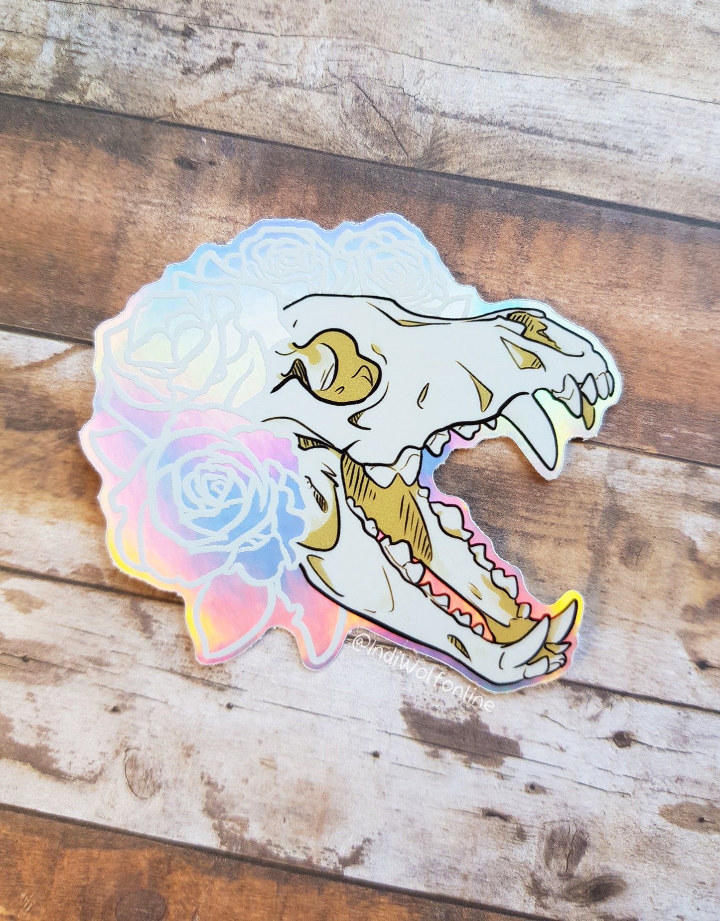 Pastel Wolf Skull - Holographic Vinyl Sticker