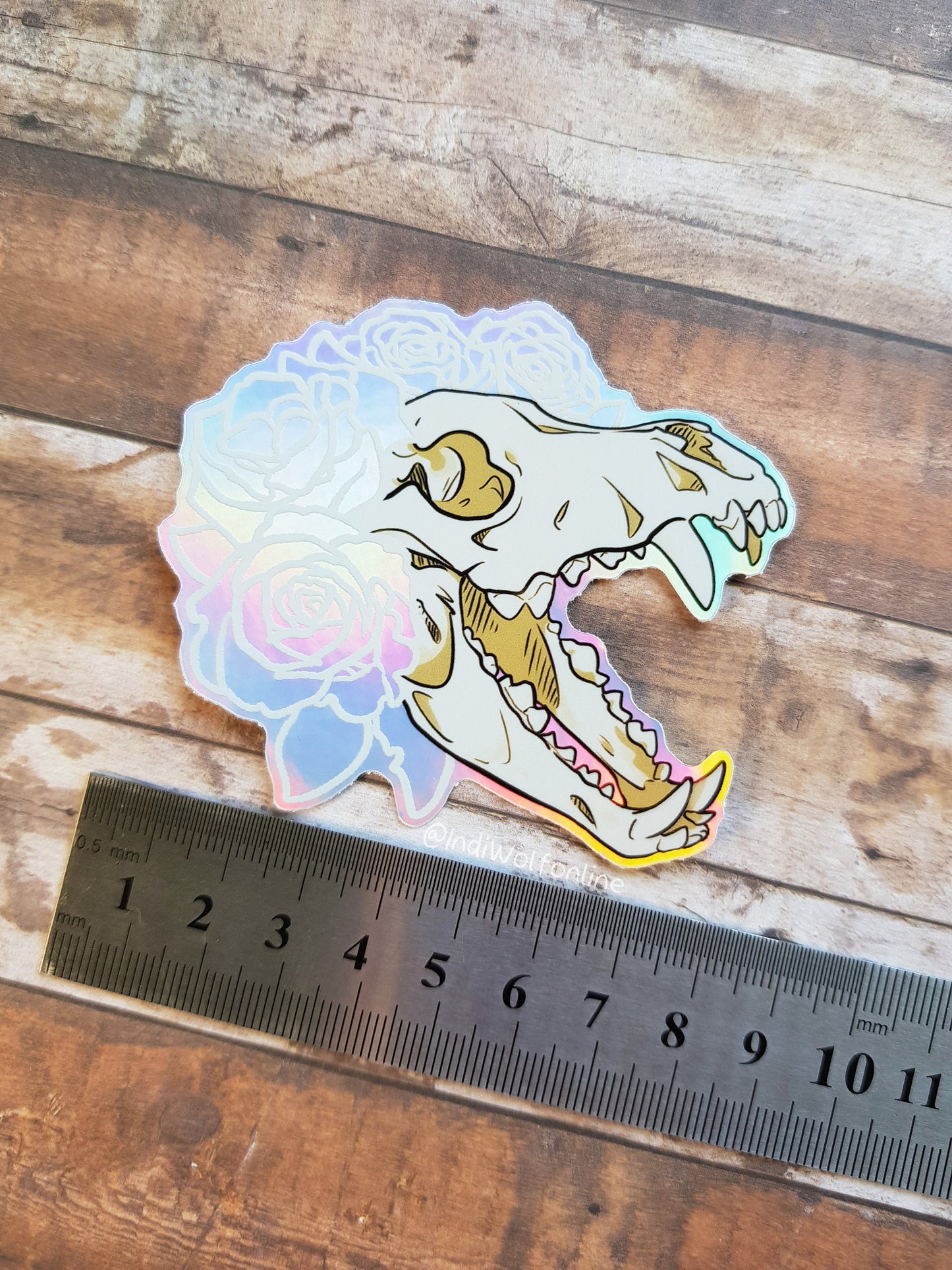 Pastel Wolf Skull - Holographic Vinyl Sticker